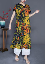 Load image into Gallery viewer, Bohemian Yellow V Neck Print Cotton Dress Summer