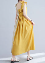 Load image into Gallery viewer, Bohemian Yellow Wrinkled Patchwork Cotton Summer Beach Dress Sleeveless