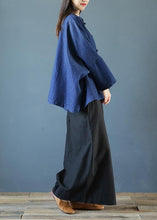 Load image into Gallery viewer, Bohemian denim dark blue clothes For Women stand collar Chinese Button tunic blouse