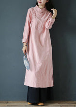 Load image into Gallery viewer, Bohemian pink Wardrobes stand collar Chinese Button Traveling Dress