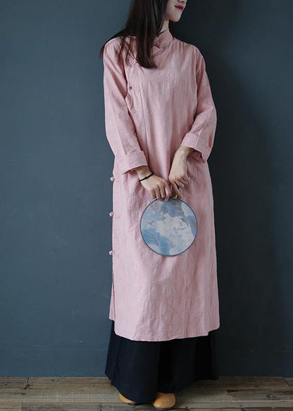 Bohemian pink Wardrobes stand collar Chinese Button Traveling Dress