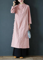 Bohemian pink Wardrobes stand collar Chinese Button Traveling Dress