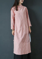 Bohemian pink Wardrobes stand collar Chinese Button Traveling Dress