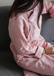 Bohemian pink Wardrobes stand collar Chinese Button Traveling Dress