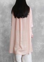 Bohemian pink tops women o neck asymmetric short blouses