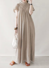 Load image into Gallery viewer, Boho Beige V Neck Oversized Cotton Long Dress Summer