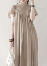 Load image into Gallery viewer, Boho Beige V Neck Oversized Cotton Long Dress Summer