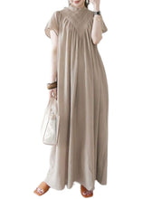 Load image into Gallery viewer, Boho Beige V Neck Oversized Cotton Long Dress Summer