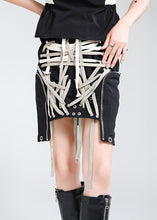 Load image into Gallery viewer, Boho Black Elastic Waist Drawstring Pockets Asymmetrical design Fall Skirts