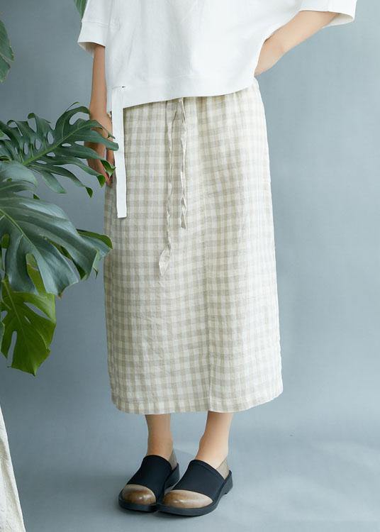 Boho Black Plaid Pockets Fall Tie Waist Skirt