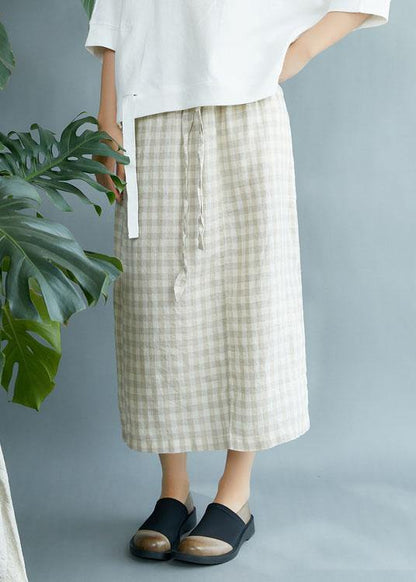 Boho Black Plaid Pockets Fall Tie Waist Skirt