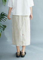 Boho Black Plaid Pockets Fall Tie Waist Skirt