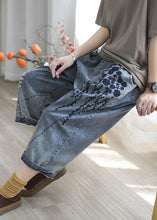 Load image into Gallery viewer, Boho Blue Embroideried Summer Denim Pants