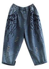 Load image into Gallery viewer, Boho Blue Embroideried Summer Denim Pants