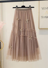 Load image into Gallery viewer, Boho Brown Wrinkled Patchwork Bow Tulle Skirt Spring