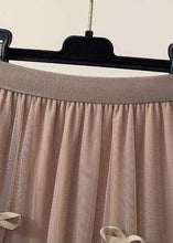 Load image into Gallery viewer, Boho Brown Wrinkled Patchwork Bow Tulle Skirt Spring
