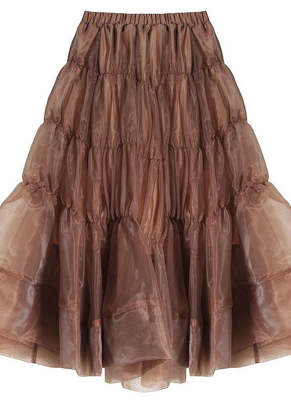 Boho Chocolate Chiffon Cinched Skirts Summer