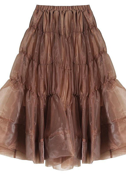 Boho Chocolate Chiffon Cinched Skirts Summer