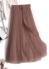 Load image into Gallery viewer, Boho Chocolate Wrinkled Patchwork Tulle Skirts Spring