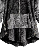 Load image into Gallery viewer, Boho Dark Gray Hooded Pockets Zippered Patchwork Teddy Faux Fur Coats Fall