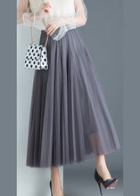 Load image into Gallery viewer, Boho Grey Tulle Pleated A Line Fall Skirts