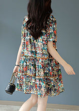 Load image into Gallery viewer, Boho Lace Up Animal Print Chiffon Vacation Dress Summer