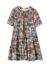 Load image into Gallery viewer, Boho Lace Up Animal Print Chiffon Vacation Dress Summer
