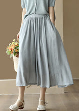 Load image into Gallery viewer, Boho Light Blue Wrinkled Pockets Patchwork Cotton Skirts Summer