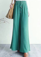 Load image into Gallery viewer, Boho Light Green Pockets Patchwork Drawstring Cotton Pants Spring