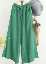 Load image into Gallery viewer, Boho Light Green Pockets Patchwork Drawstring Cotton Pants Spring