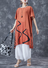 Load image into Gallery viewer, Boho Orange Oversized Patchwork Cotton Dress Summer