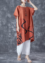 Load image into Gallery viewer, Boho Orange Oversized Patchwork Cotton Dress Summer