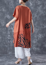 Load image into Gallery viewer, Boho Orange Oversized Patchwork Cotton Dress Summer