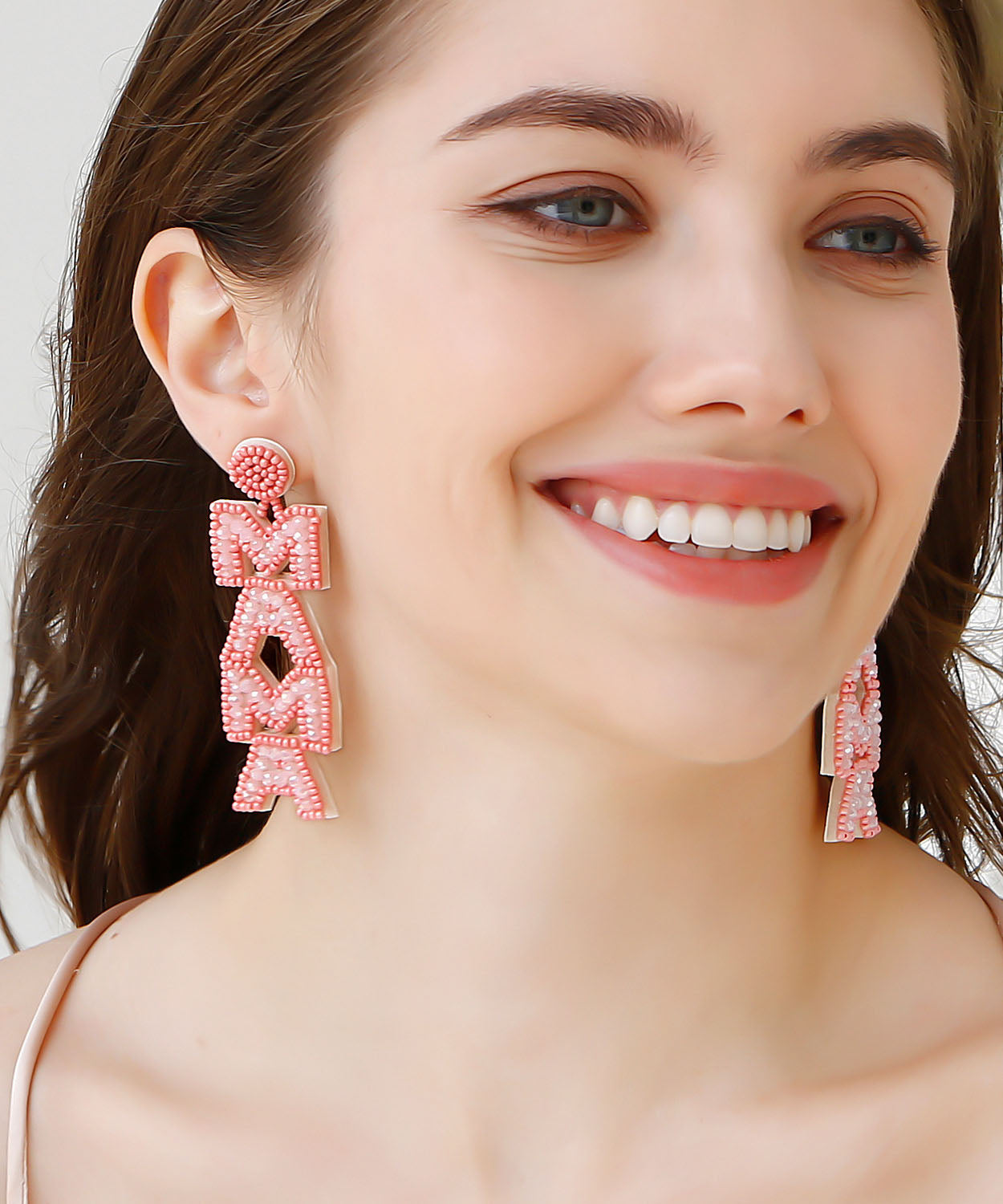 Boho Pink Hand Knitting Rice Ball Graphic Drop Earrings