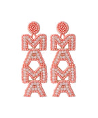 Boho Pink Hand Knitting Rice Ball Graphic Drop Earrings