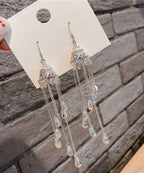 Boho Silk Crystal Wind Chime Drop Earrings