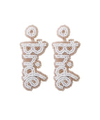 Boho White Graphic Rice Ball Drop Earrings