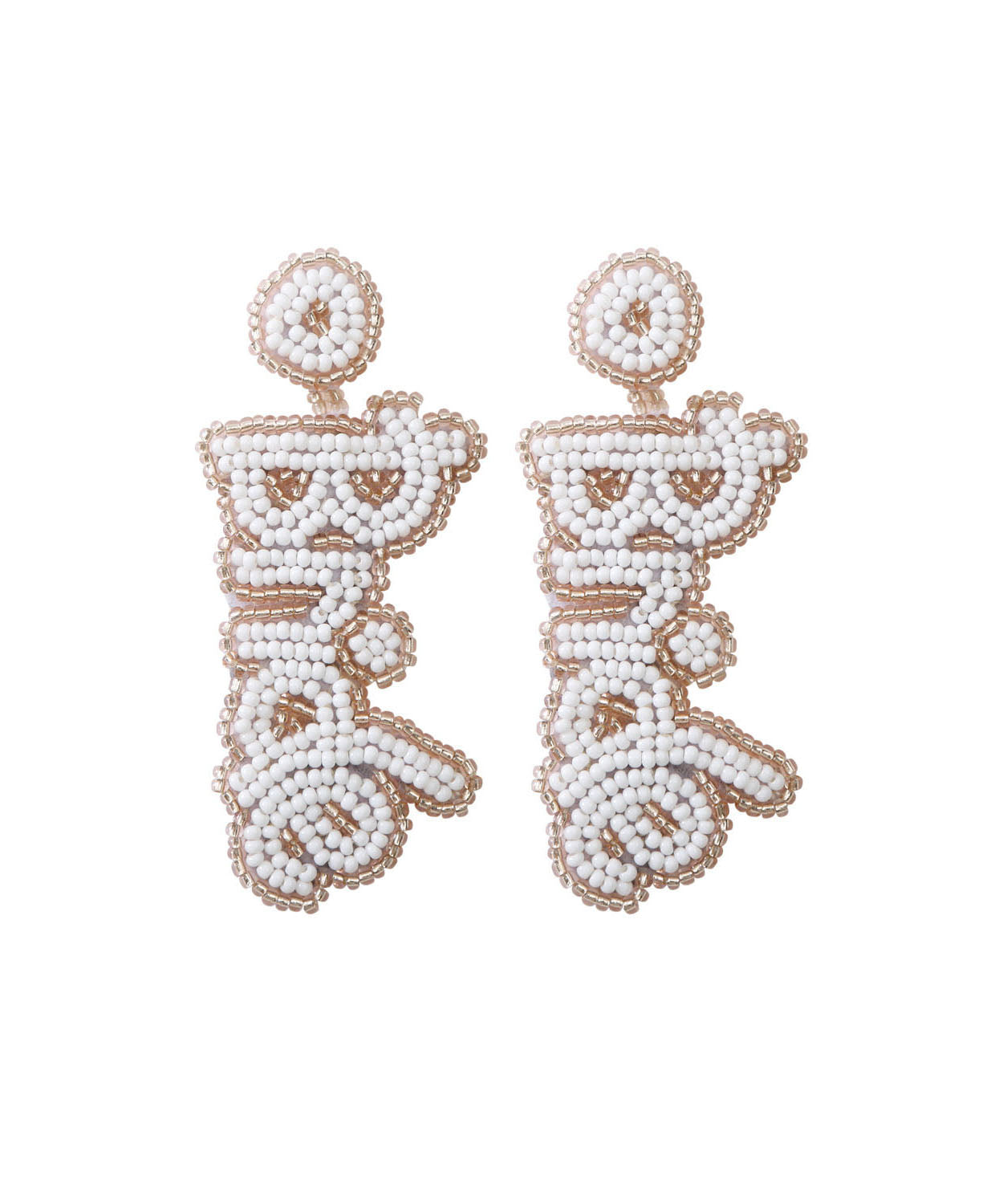 Boho White Graphic Rice Ball Drop Earrings