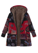 Load image into Gallery viewer, Boho Yellow Hooded Print Patchwork Warm Fleece Coat Fall