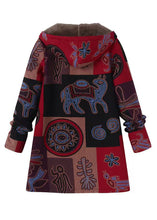 Load image into Gallery viewer, Boho Yellow Hooded Print Patchwork Warm Fleece Coat Fall