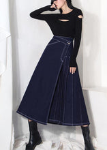 Load image into Gallery viewer, Boho denim blue zippered asymmetrical design Summer Skirt