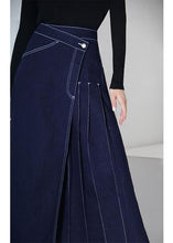 Load image into Gallery viewer, Boho denim blue zippered asymmetrical design Summer Skirt