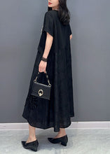 Load image into Gallery viewer, Boutique Black O Neck Cinched Patchwork Cotton Dress Summer