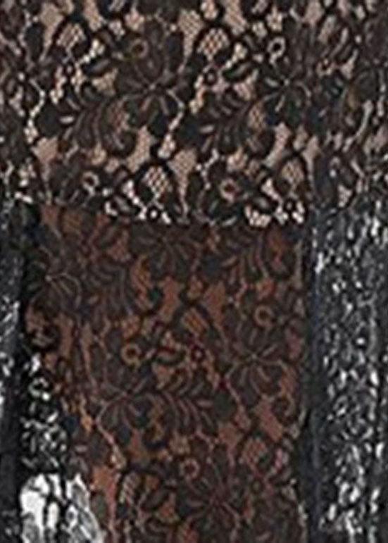 Boutique Black O-Neck Tunic Lace Mid Dresses Summer