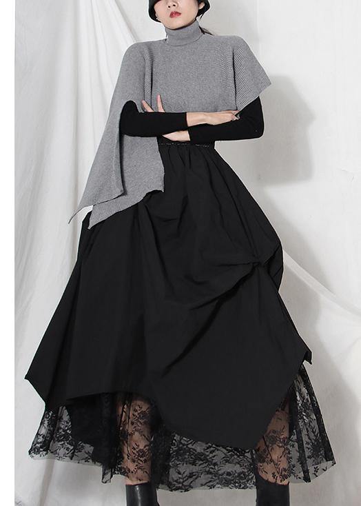 Boutique Black Patchwork Asymmetrical Summer Skirts