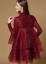 Load image into Gallery viewer, Boutique Black Turtle Neck Embroideried Ruffles Patchwork Organza Mini Dress Spring