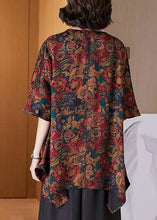 Load image into Gallery viewer, Boutique Black V Neck Asymmetrical Hem Print Silk Long Blouse Top Half Sleeve