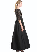Load image into Gallery viewer, Boutique Black V Neck Hollow Out Lace Patchwork Silk Long Dresses Summer
