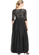 Load image into Gallery viewer, Boutique Black V Neck Hollow Out Lace Patchwork Silk Long Dresses Summer