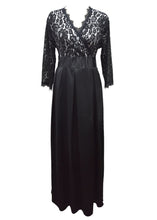 Load image into Gallery viewer, Boutique Black V Neck Hollow Out Lace Patchwork Silk Long Dresses Summer